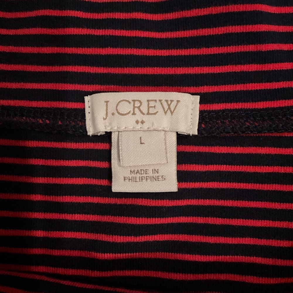 J. Crew Red and Black Striped Off-Shoulder Tee - Picture 5 of 8